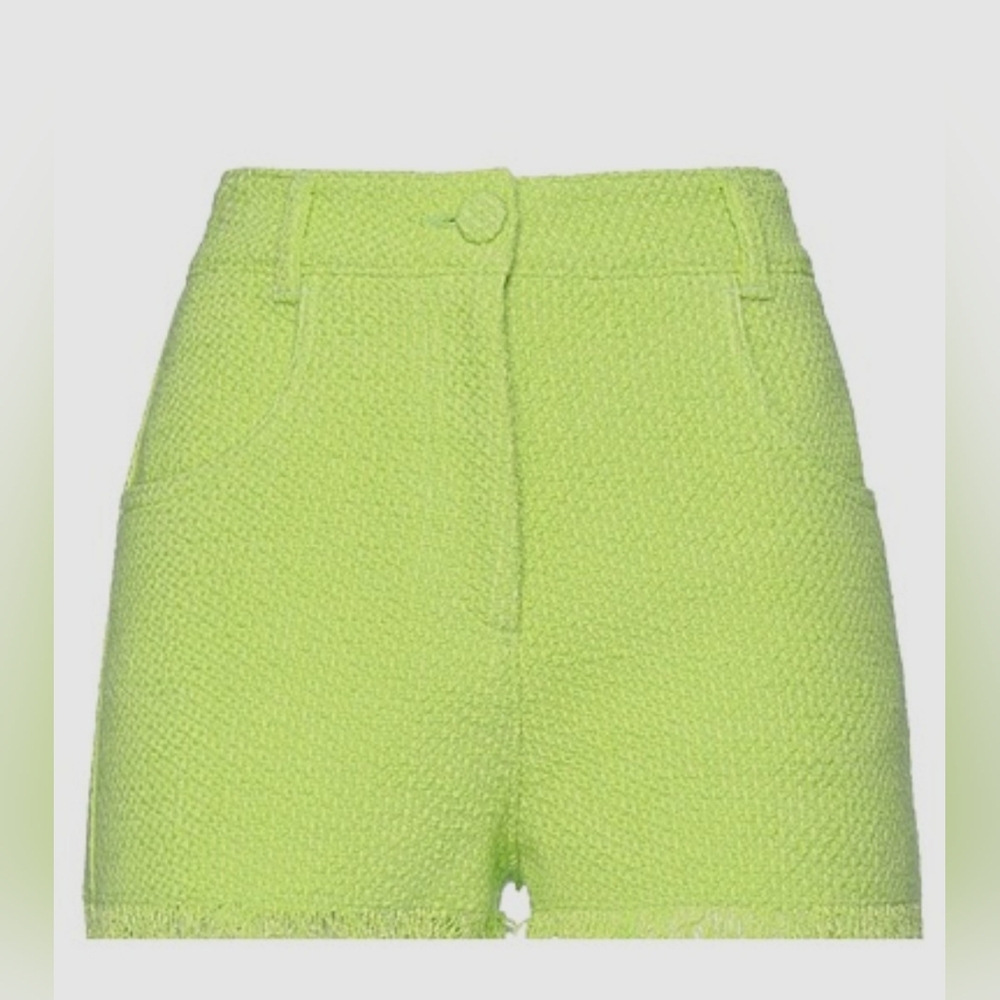 MSGM Acid Green Tweed Shorts